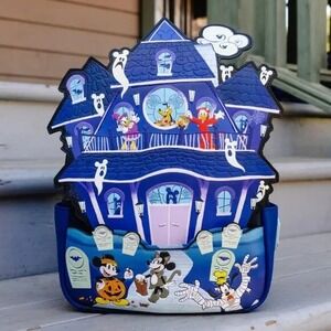 Loungefly Disney Mickey and Friends Halloween Glow Haunted House‎ Mini Backpack